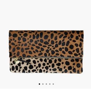 Clare V. Leopard Print Foldover Clutch